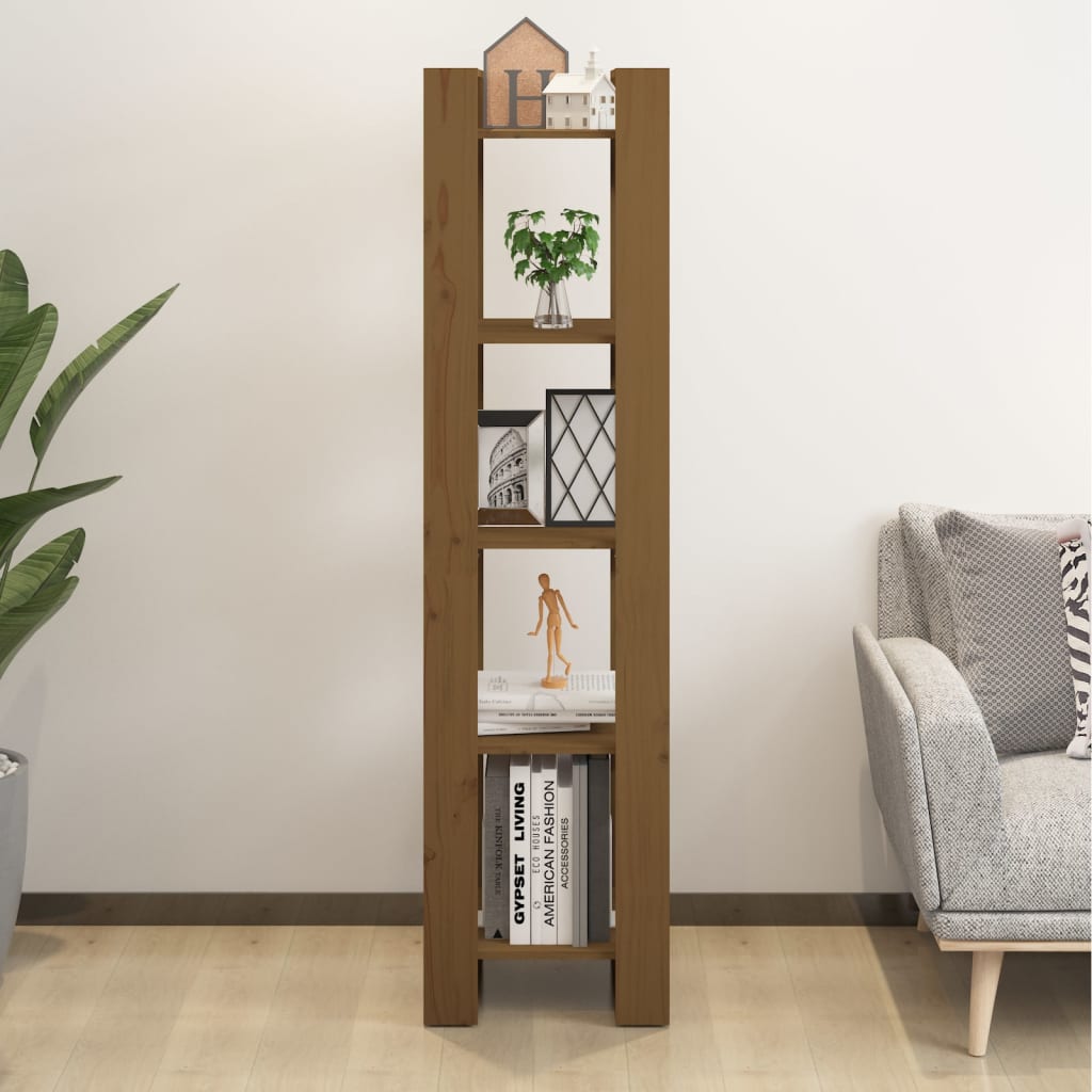 Bibliothèque/séparateur de pièce marron miel 41x35x160cm bois de pin massif