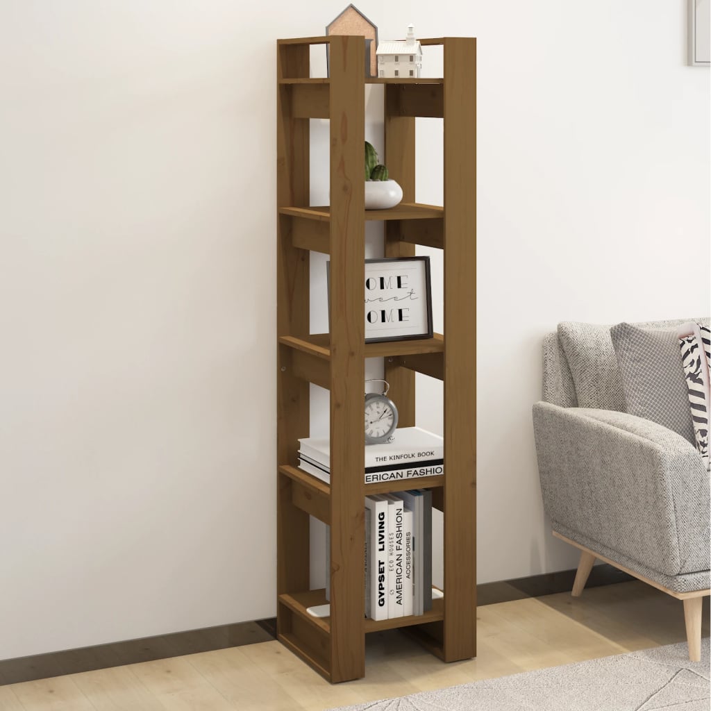 Bibliothèque/séparateur de pièce marron miel 41x35x160cm bois de pin massif
