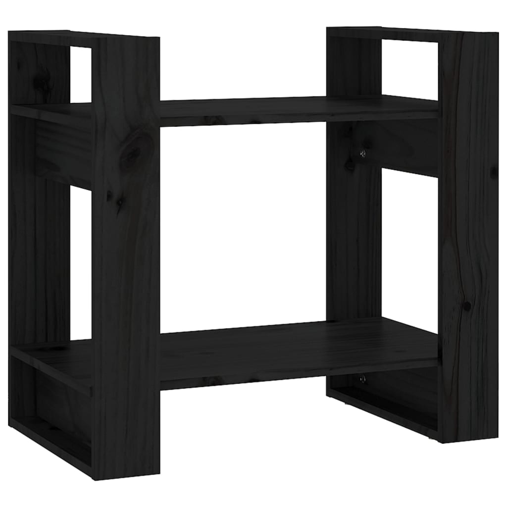 Bookcase/room divider black 60x35x57 cm solid pine wood