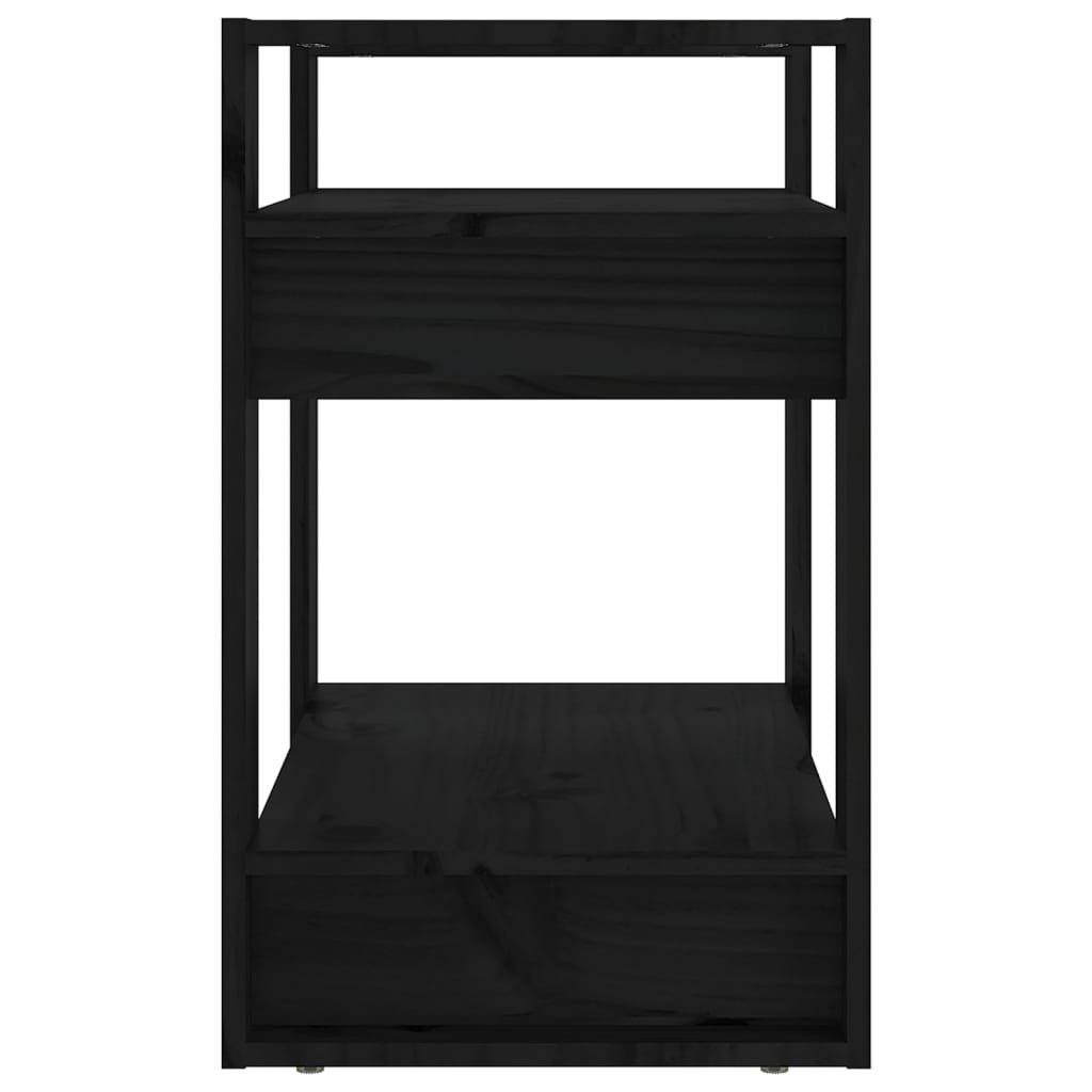 Bookcase/room divider black 60x35x57 cm solid pine wood