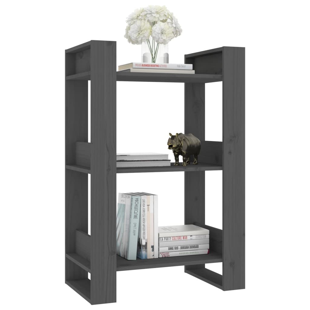 Bibliothèque/séparateur de pièce gris 60x35x91 cm bois de pin massif