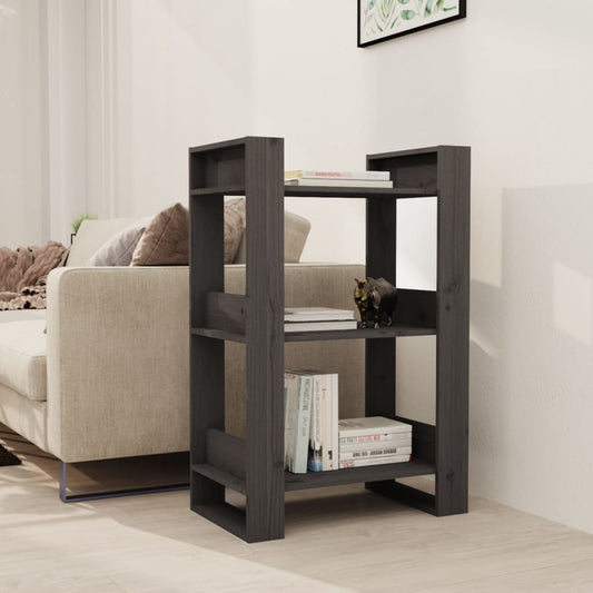 Bibliothèque/séparateur de pièce gris 60x35x91 cm bois de pin massif