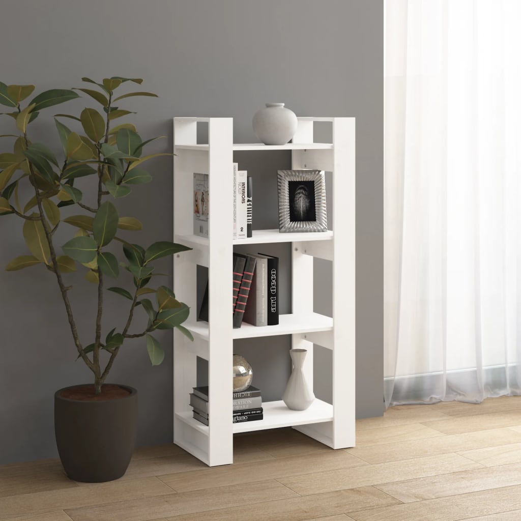 Bibliothèque/séparateur de pièce blanc 60x35x125 cm bois massif