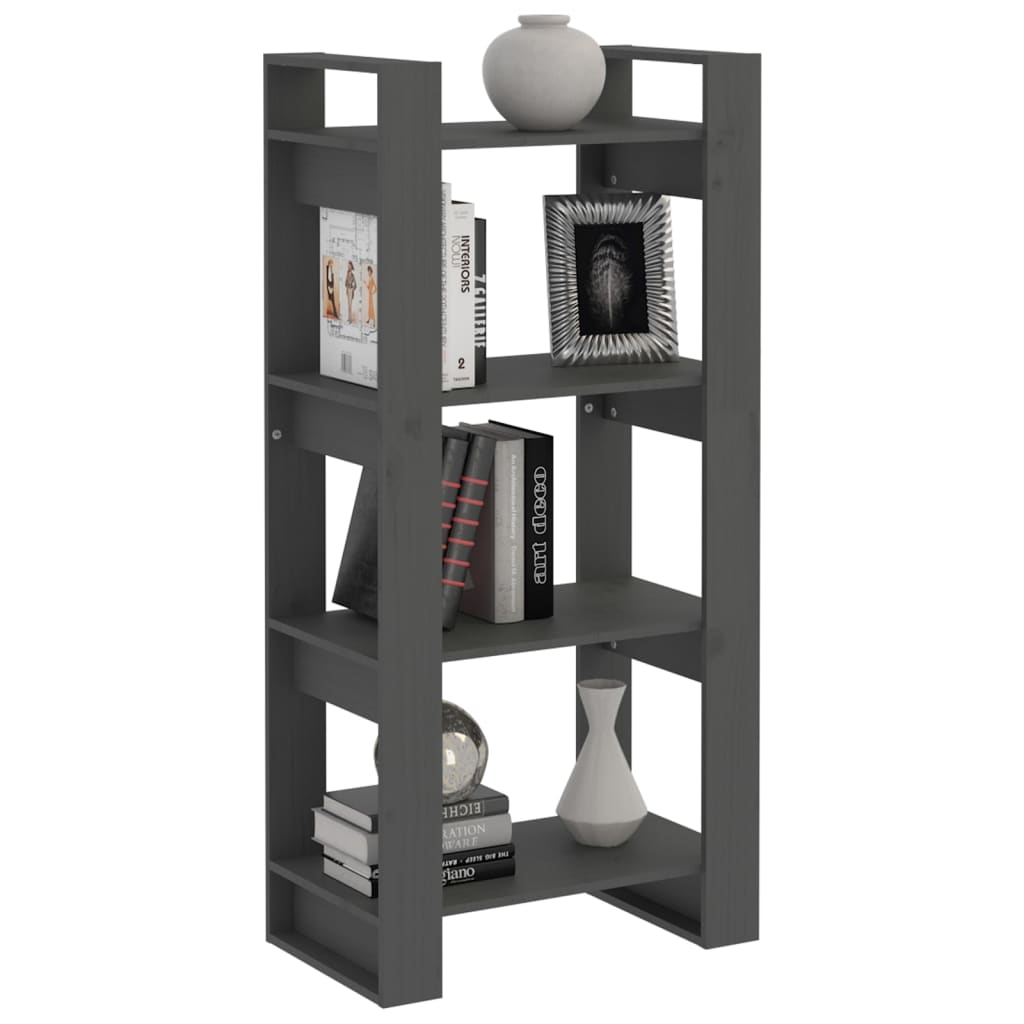 Bibliothèque/séparateur de pièce gris 60x35x125 cm bois massif