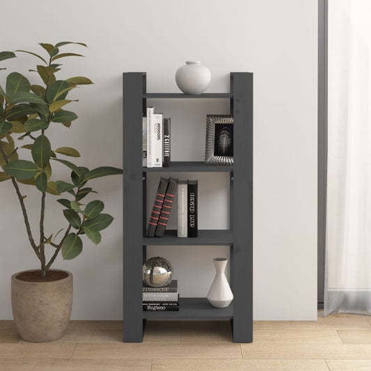 Bibliothèque/séparateur de pièce gris 60x35x125 cm bois massif