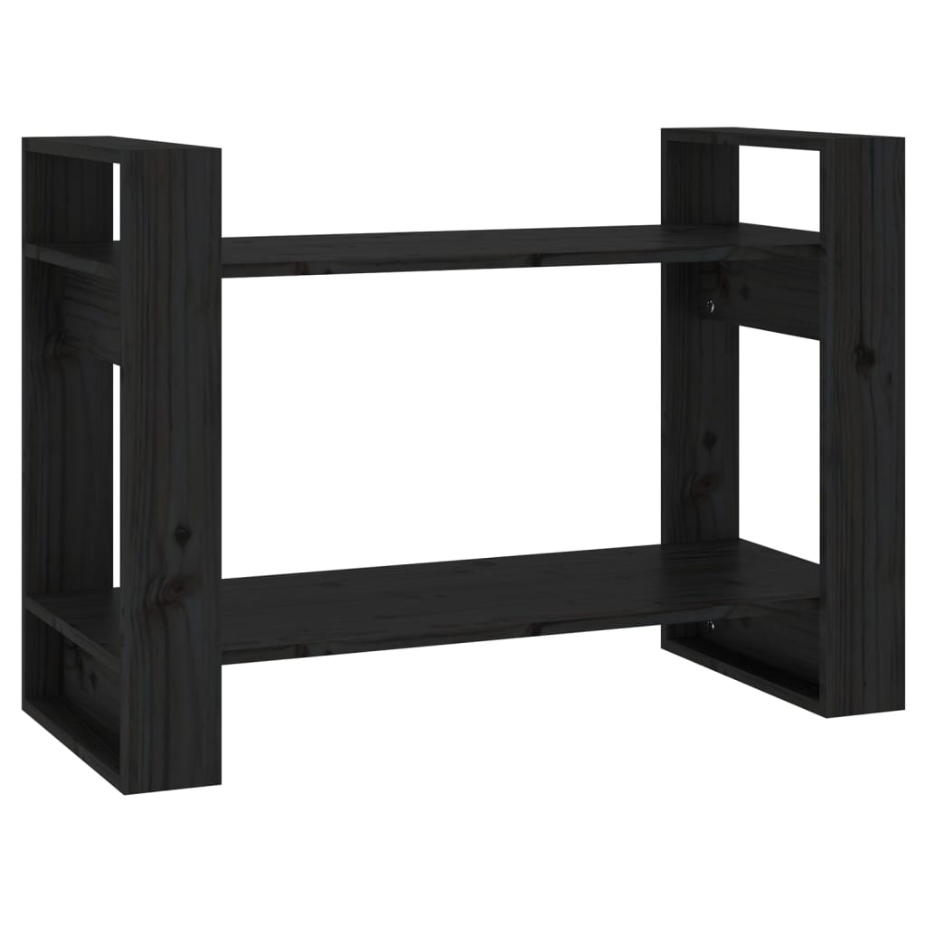 Bibliothèque/séparateur de pièce noir 80x35x56,5 cm bois de pin massif