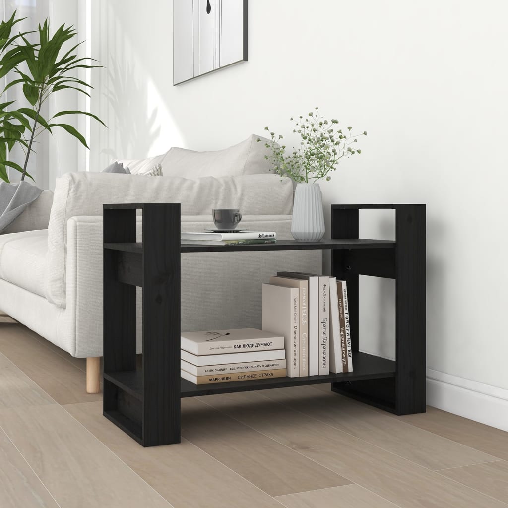 Bibliothèque/séparateur de pièce noir 80x35x56,5 cm bois de pin massif