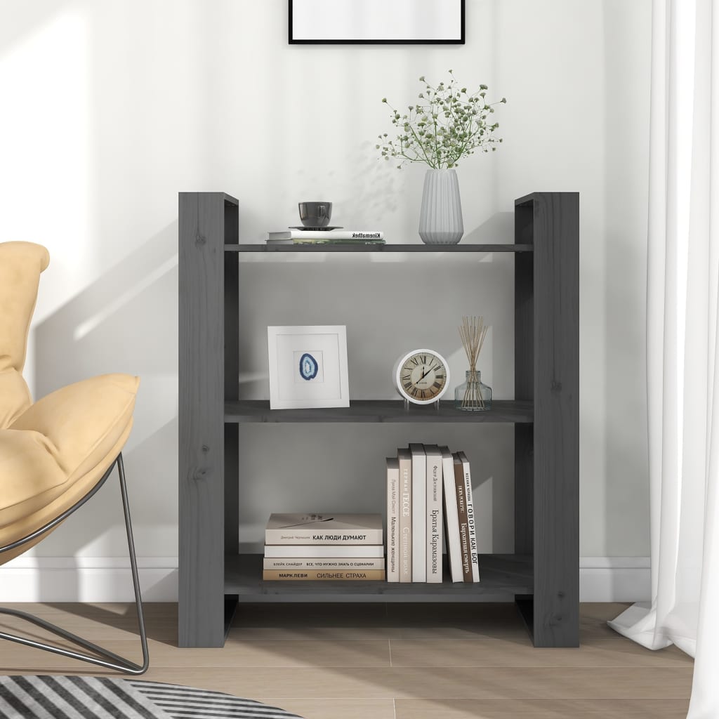 Bibliothèque/séparateur de pièce gris 80x35x91 cm bois de pin massif