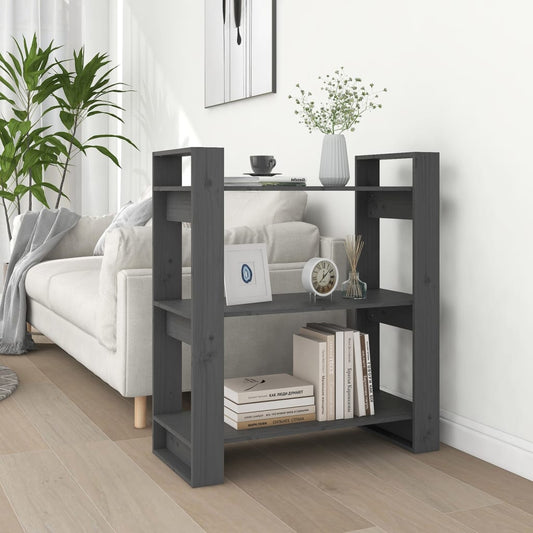 Bibliothèque/séparateur de pièce gris 80x35x91 cm bois de pin massif