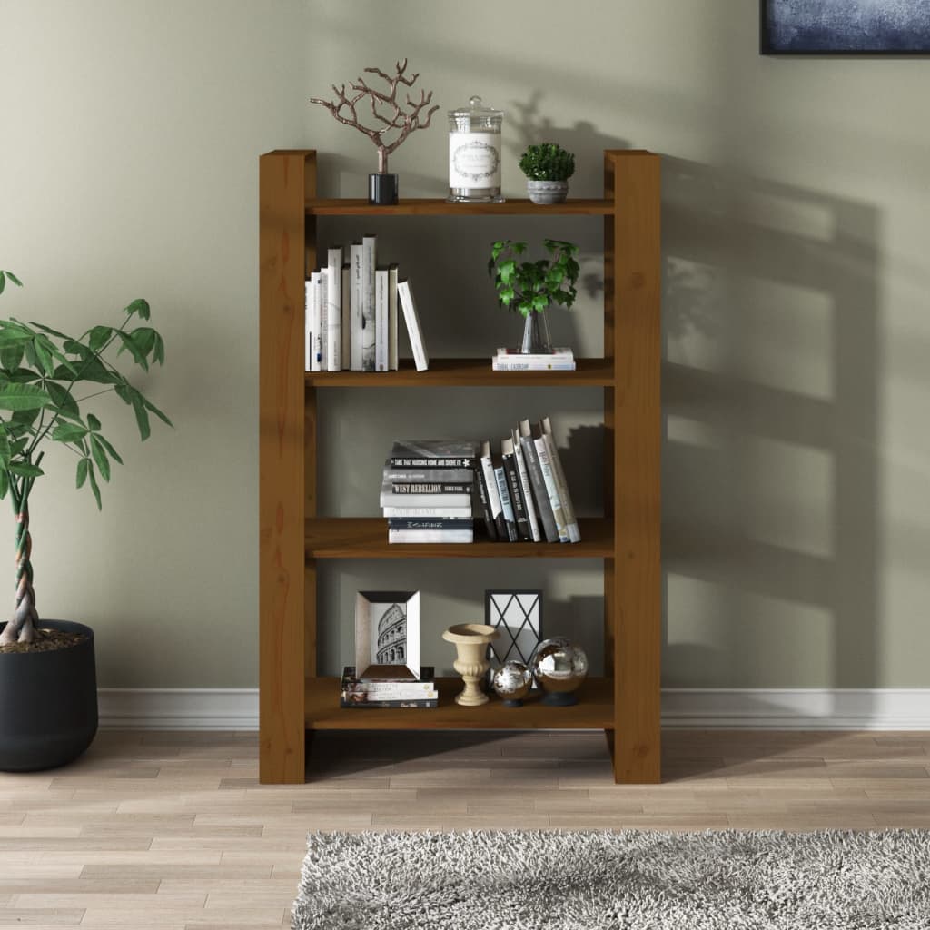 Bookcase/room divider honey brown 80x35x125cm solid pine wood