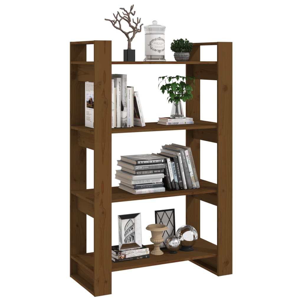 Bookcase/room divider honey brown 80x35x125cm solid pine wood