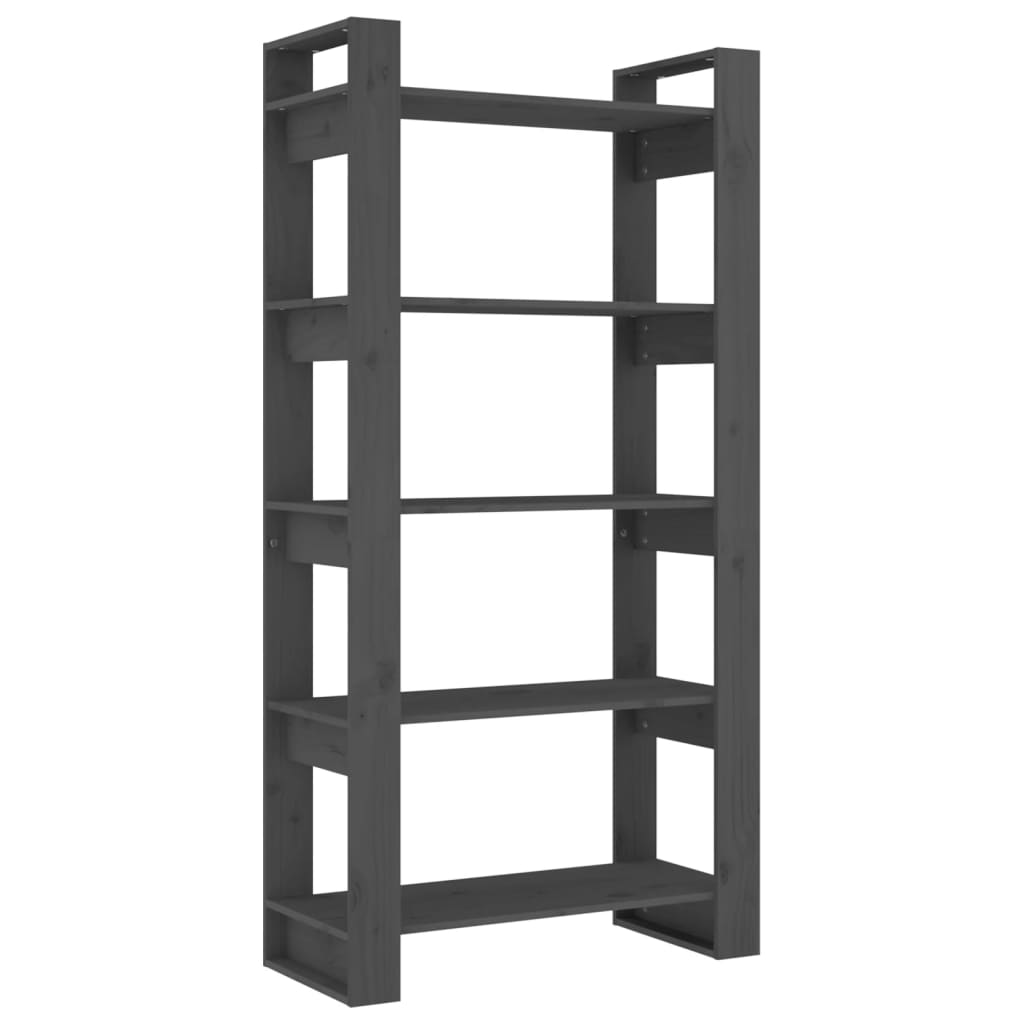 Bibliothèque/séparateur de pièce gris 80x35x160 cm bois massif