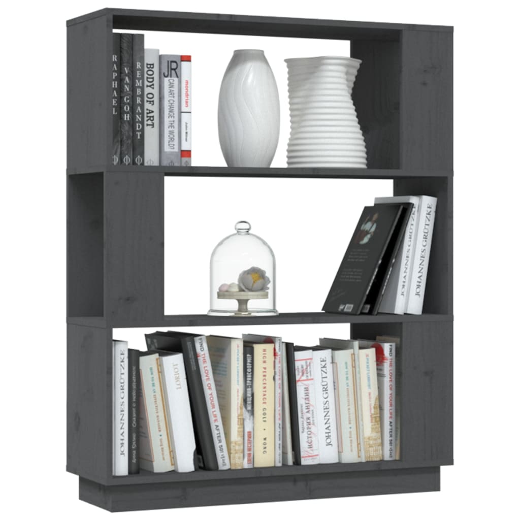 Bibliothèque/séparateur de pièce gris 80x25x101 cm bois de pin massif