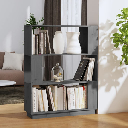 Bibliothèque/séparateur de pièce gris 80x25x101 cm bois de pin massif