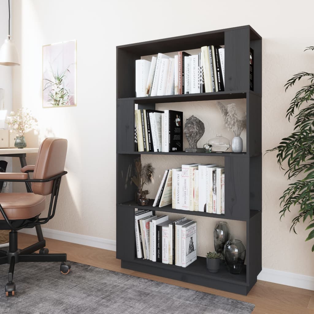 Bibliothèque/séparateur de pièce gris 80x25x132 cm bois de pin massif