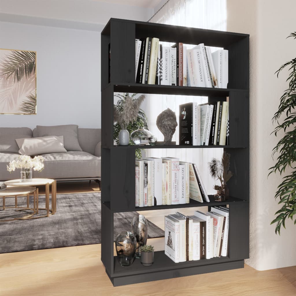 Bibliothèque/séparateur de pièce gris 80x25x132 cm bois de pin massif