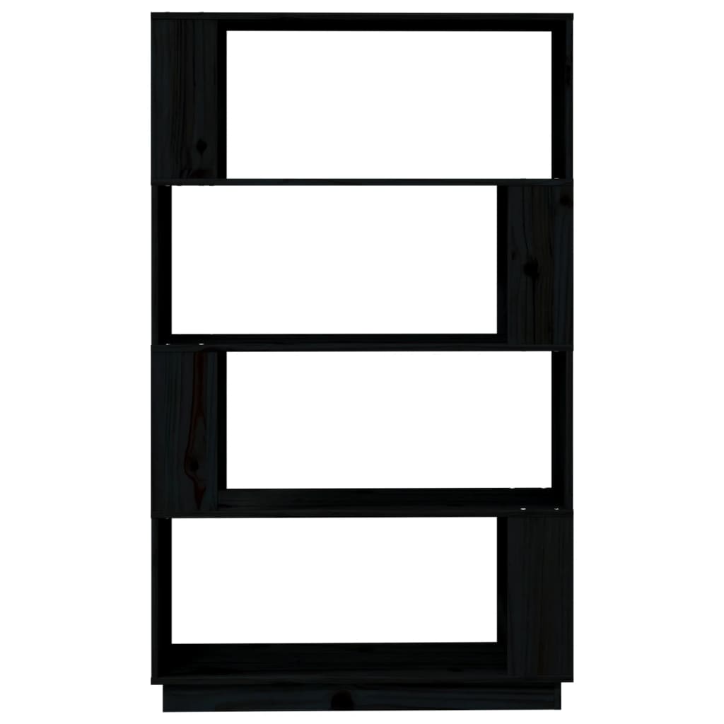 Bookcase/room divider black 80x25x132 cm solid pine wood