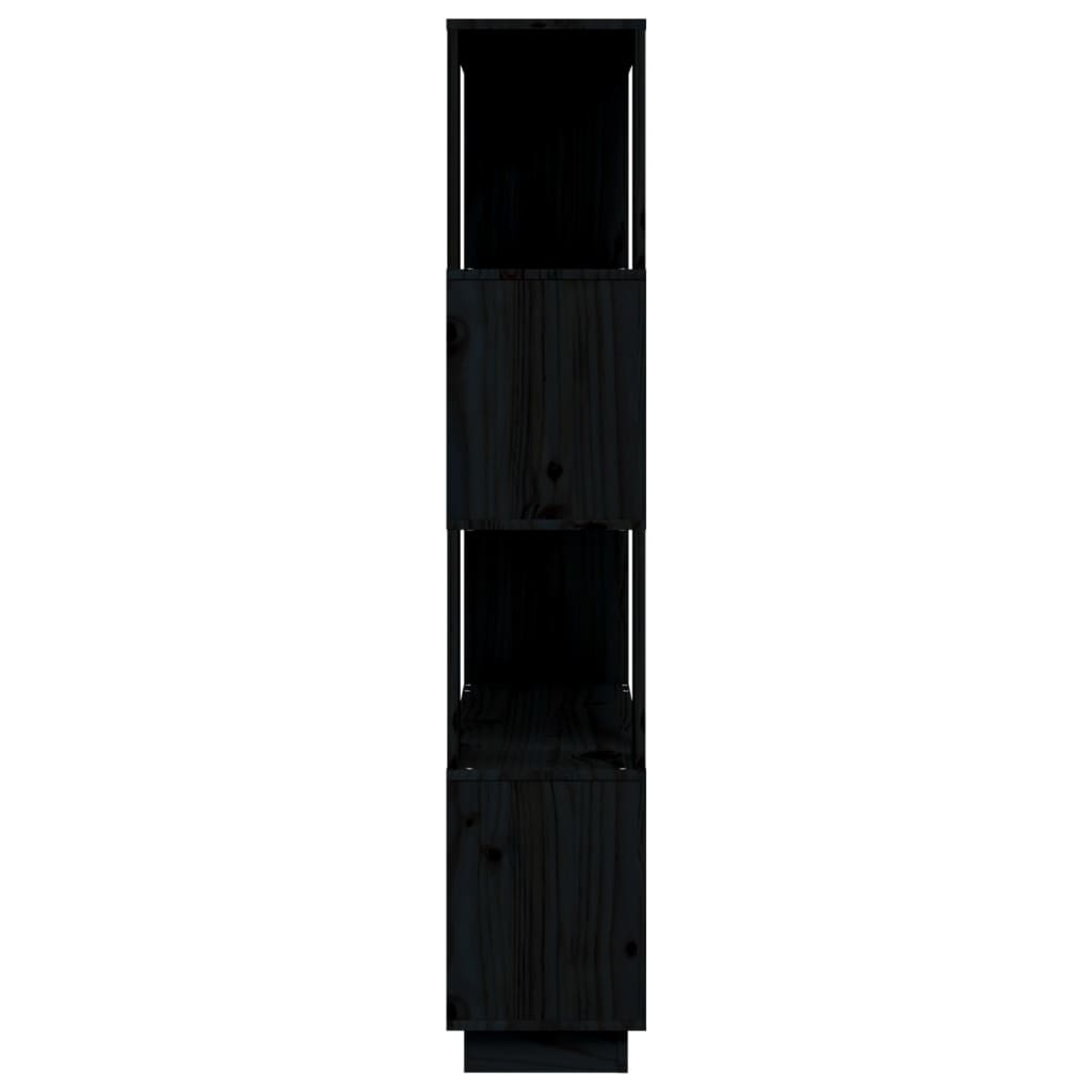 Bookcase/room divider black 80x25x132 cm solid pine wood