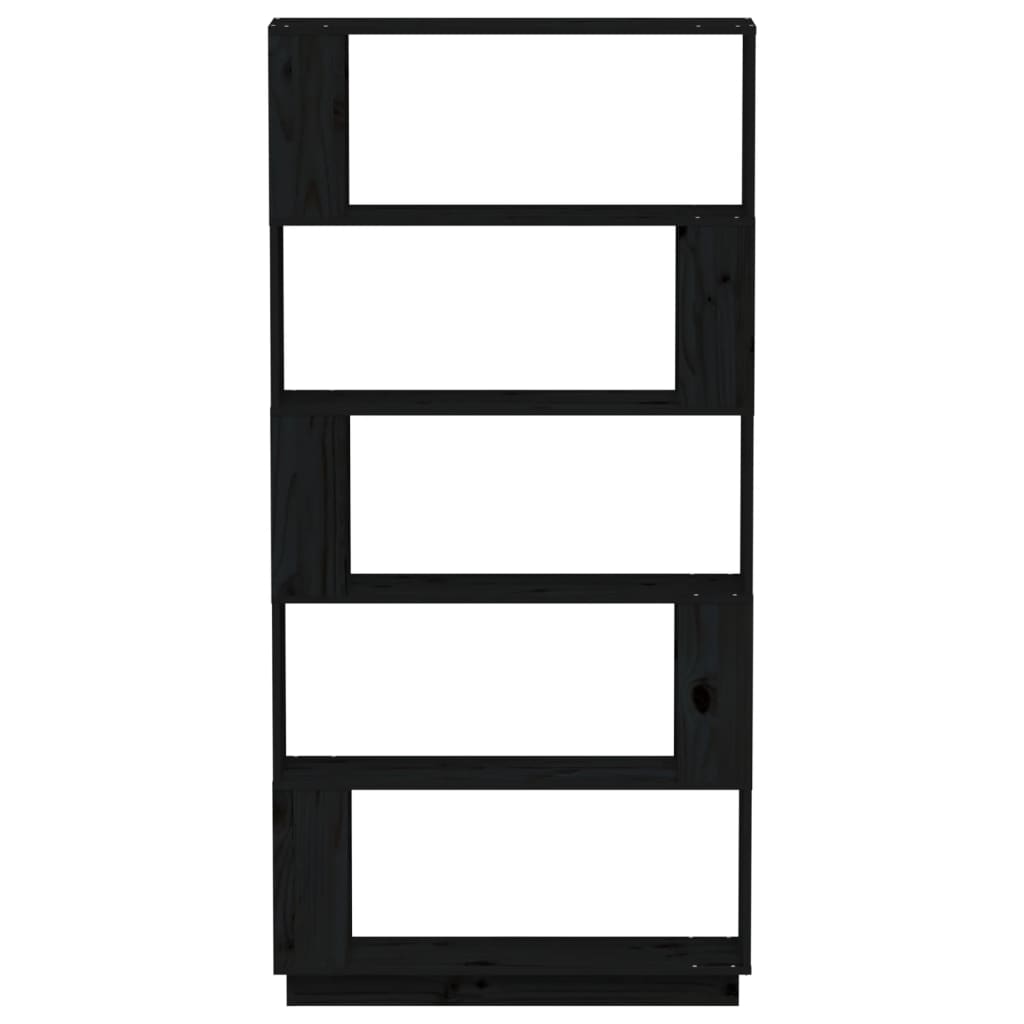Bookcase/room divider black 80x25x163.5 cm solid pine wood