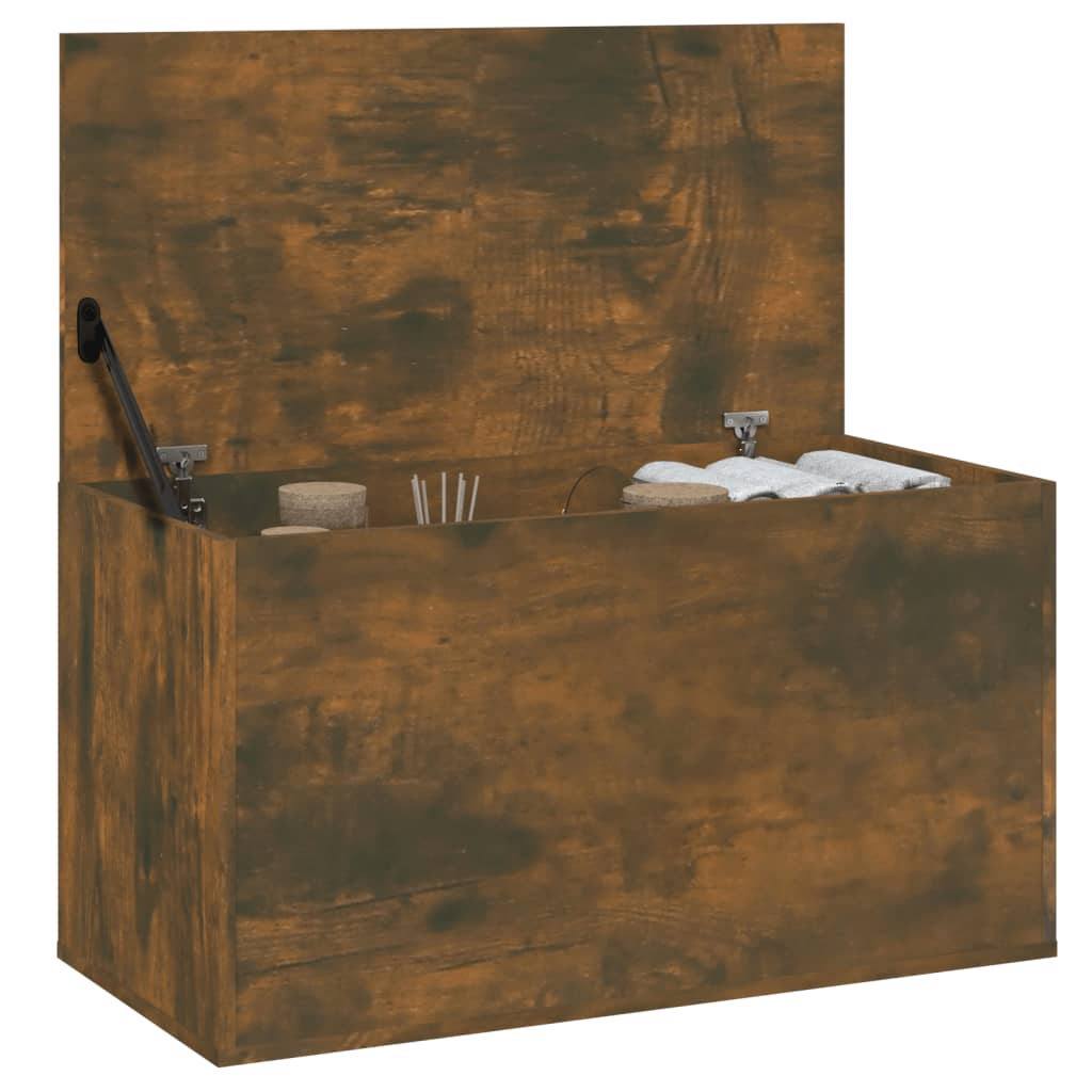Storage chest smoked oak 84x42x46 cm made of wood material