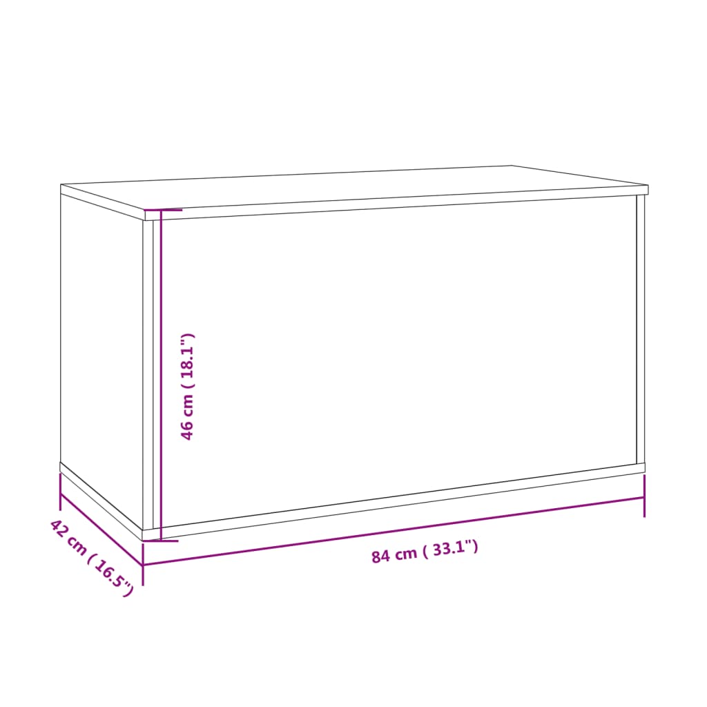 Storage chest smoked oak 84x42x46 cm made of wood material