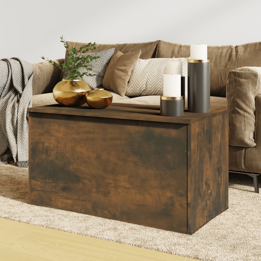 Storage chest smoked oak 84x42x46 cm made of wood material