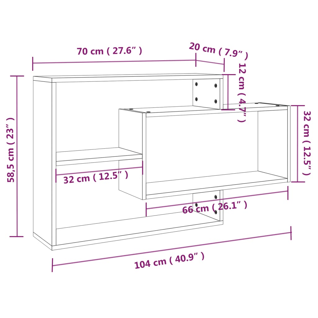 Etagère murale chêne fumé 104x20x58,5 cm matière bois