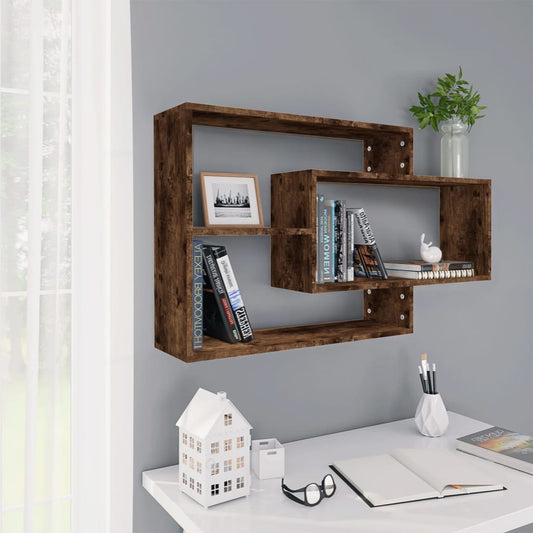 Etagère murale chêne fumé 104x20x58,5 cm matière bois