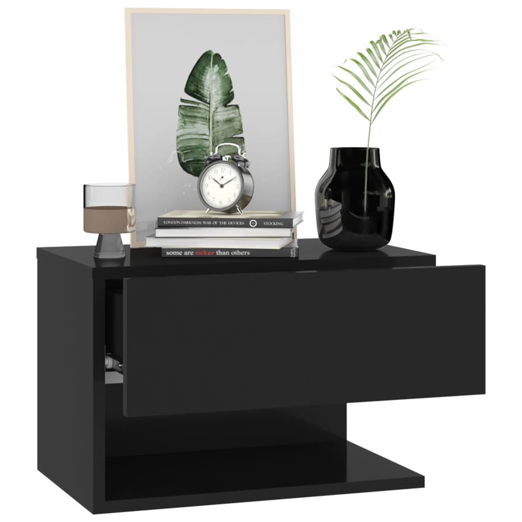 Wall bedside table black