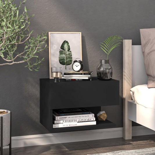 Wall bedside table black