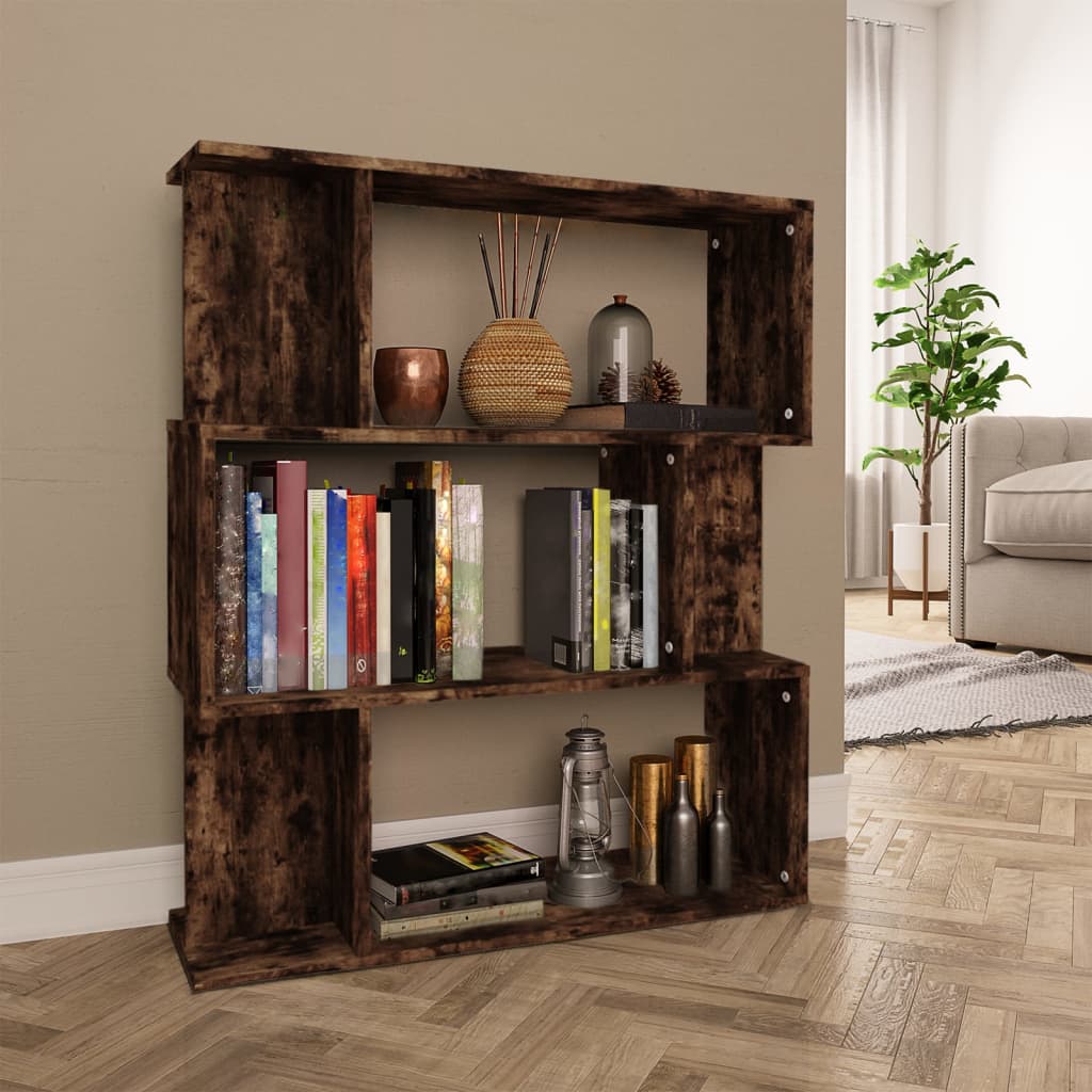 Bibliothèque/séparateur de pièce chêne fumé 80x24x96 cm matériau bois