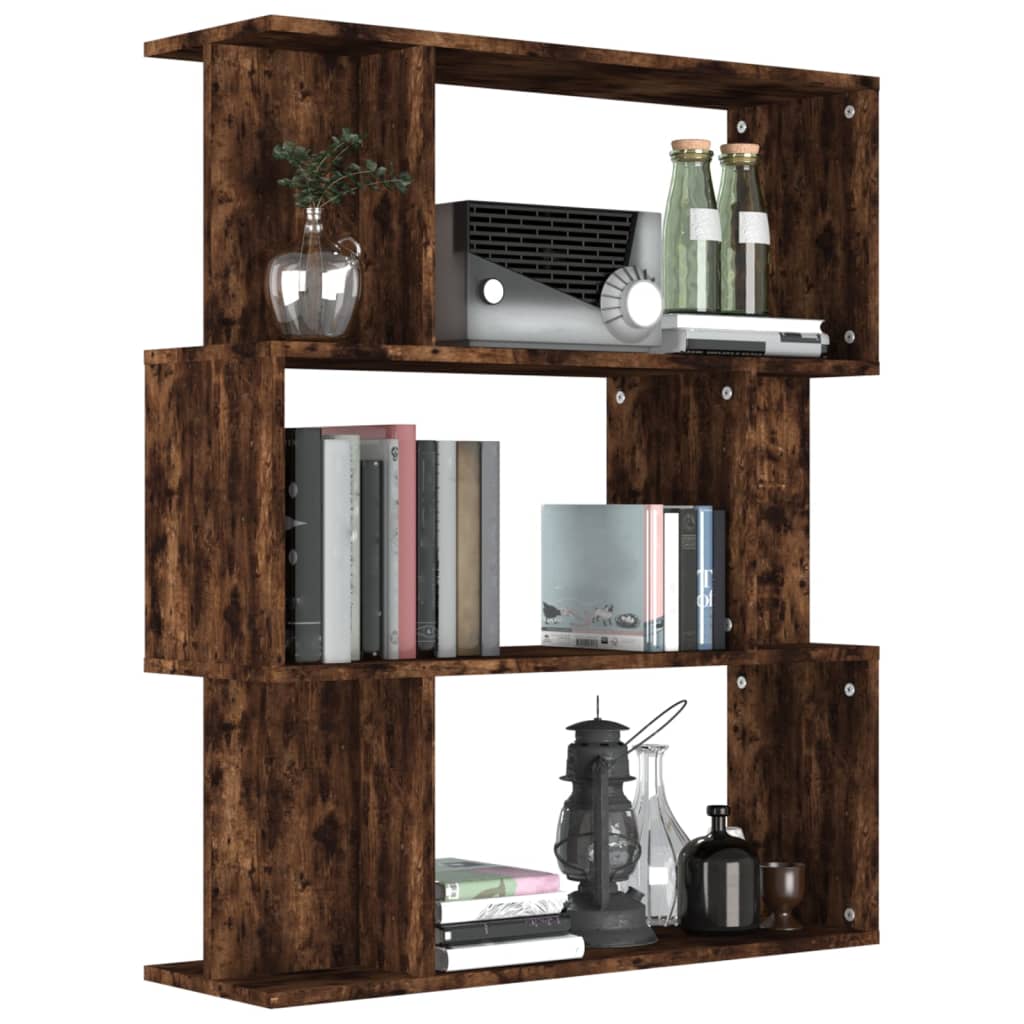 Bibliothèque/séparateur de pièce chêne fumé 80x24x96 cm matériau bois