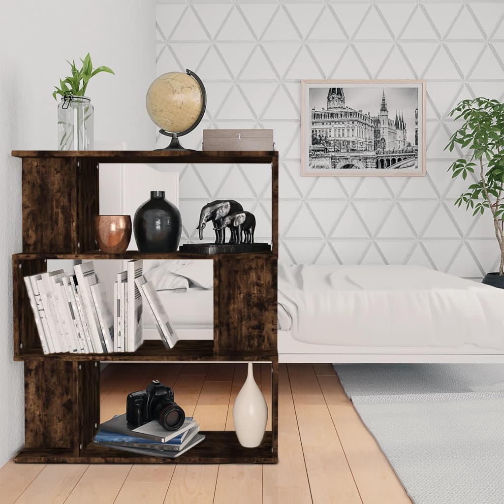 Bibliothèque/séparateur de pièce chêne fumé 80x24x96 cm matériau bois