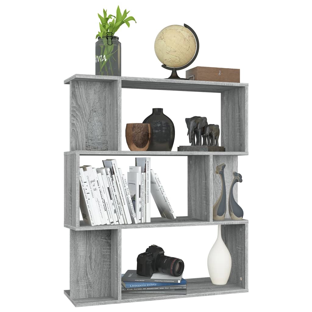 Bibliothèque/séparateur de pièce gris Sonoma 80x24x96 cm matériau bois