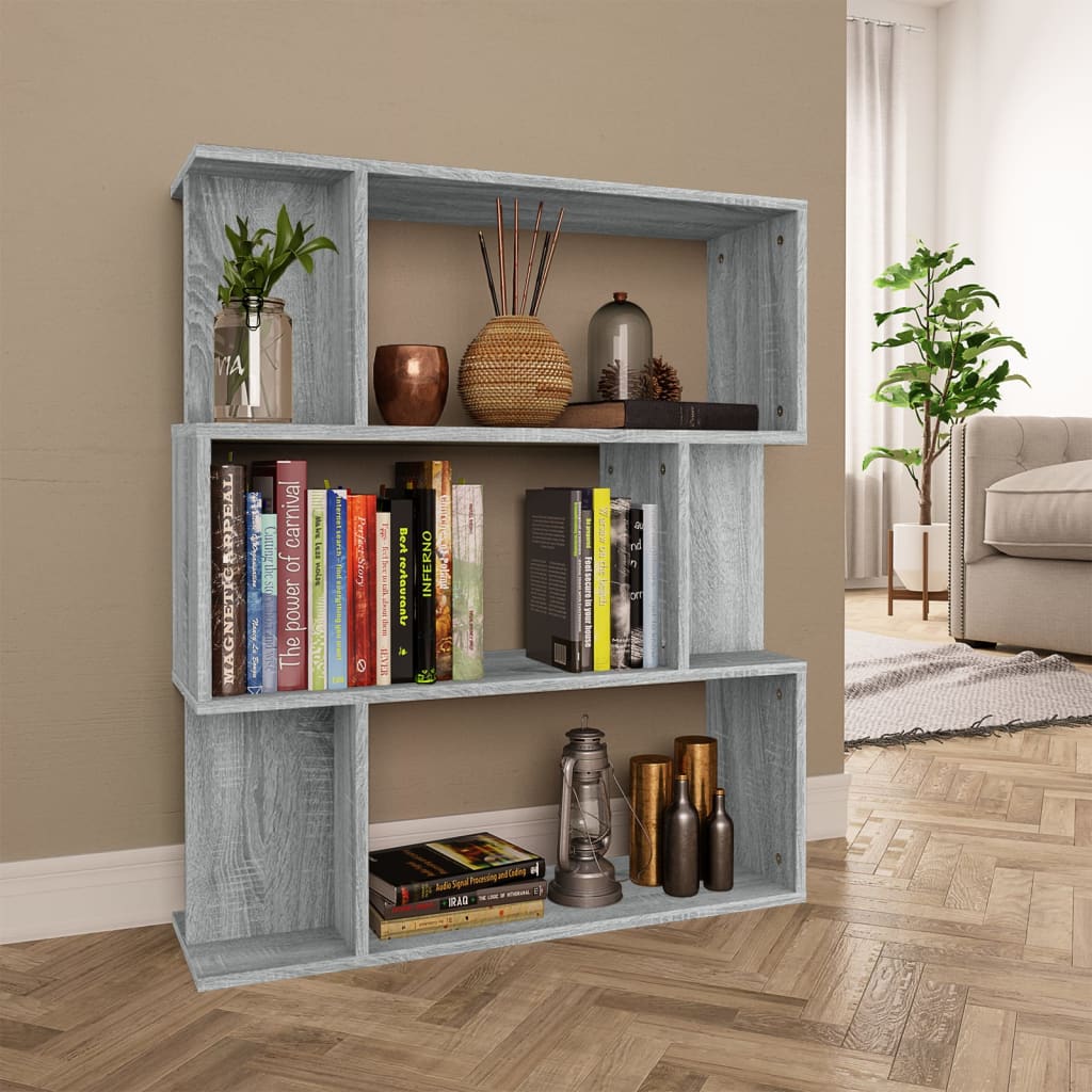Bibliothèque/séparateur de pièce gris Sonoma 80x24x96 cm matériau bois