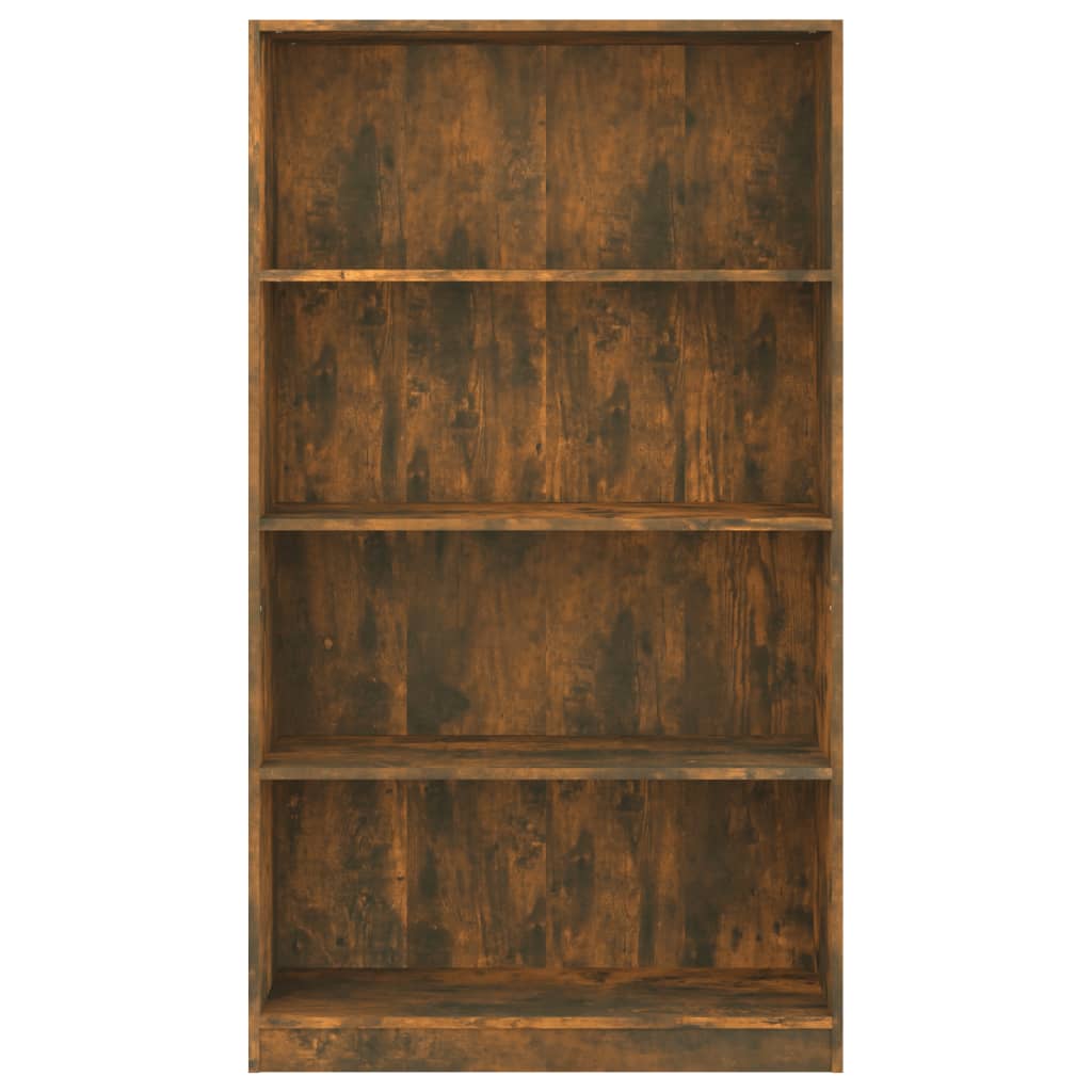Bookcase 4 compartments smoked oak 80x24x142 cm wood material