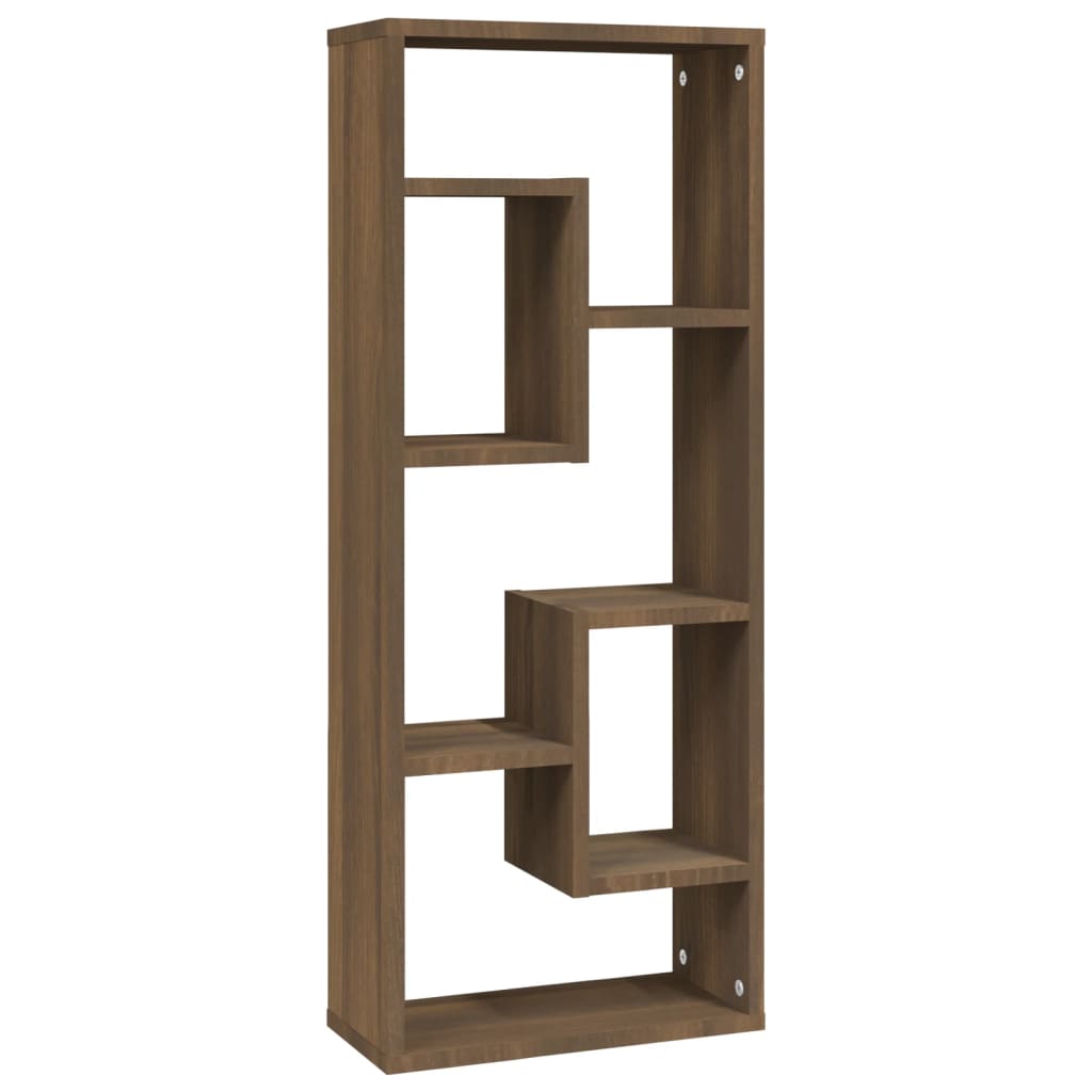Étagère murale aspect chêne marron 36x16x90 cm en bois
