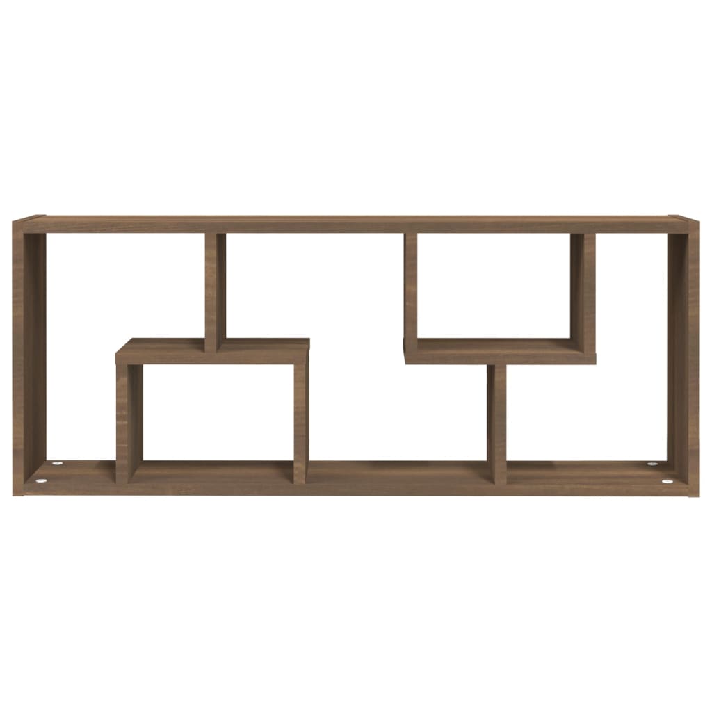 Étagère murale aspect chêne marron 36x16x90 cm en bois