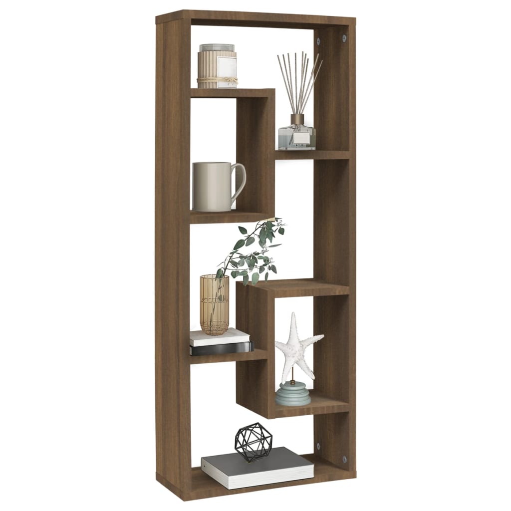 Étagère murale aspect chêne marron 36x16x90 cm en bois