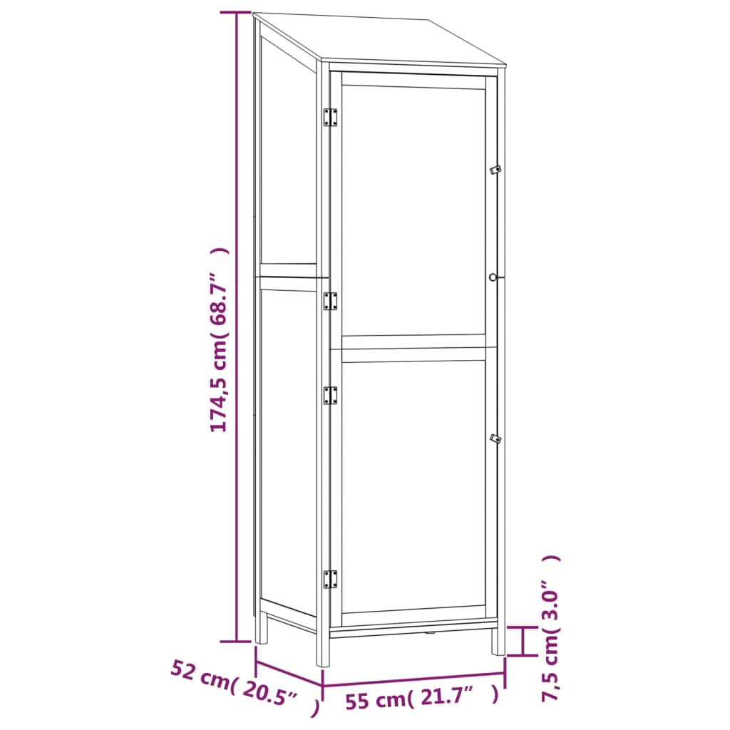Geräteschuppen Weiß 55x52x174,5 cm Massivholz Tanne