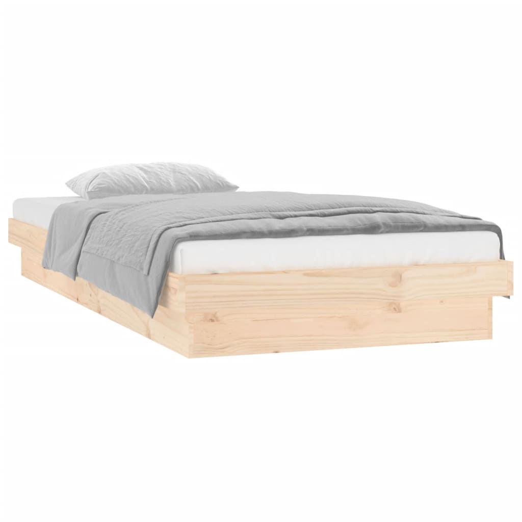 Lit en bois massif avec éclairage LED 100x200 cm
