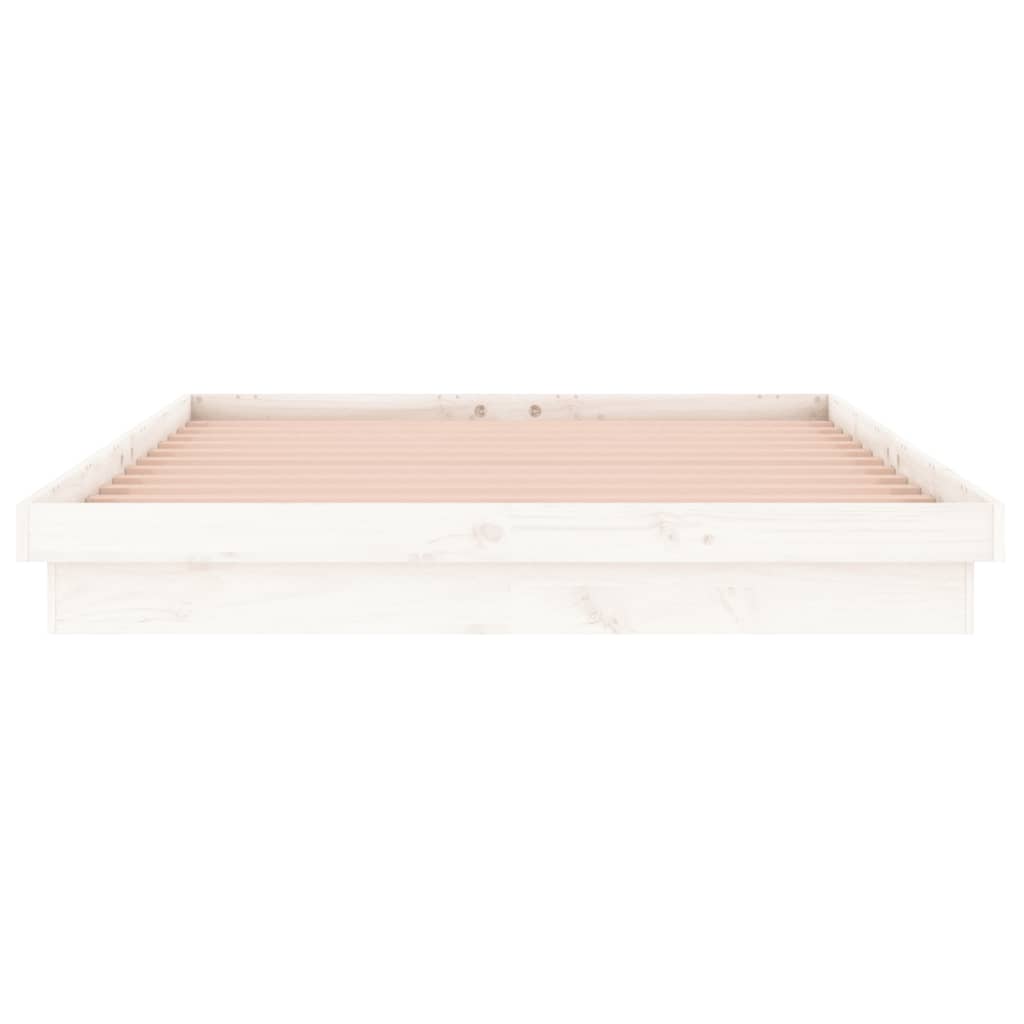 Lit en bois massif avec éclairage LED blanc 140x200 cm