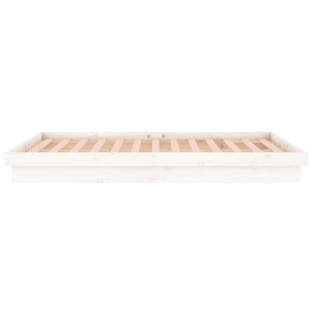 Lit en bois massif avec éclairage LED blanc 140x200 cm