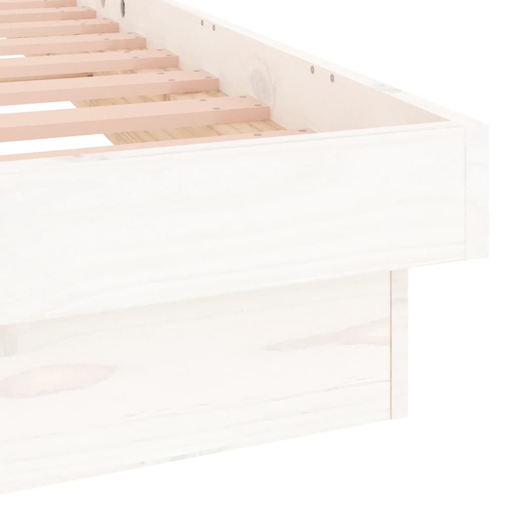 Lit en bois massif avec éclairage LED blanc 140x200 cm