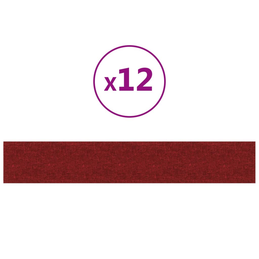 Wall panels 12 pcs. Wine red 90x15 cm fabric 1.62 m²