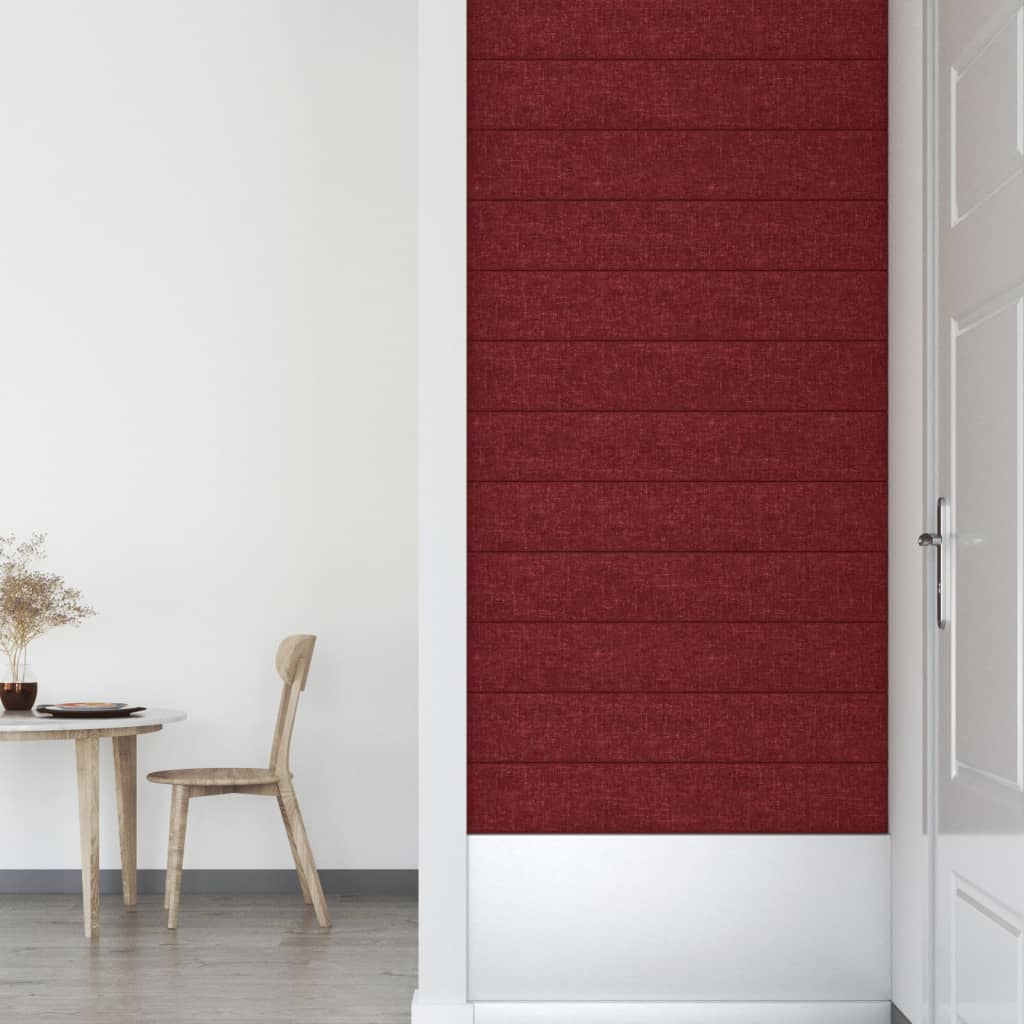 Wall panels 12 pcs. Wine red 90x15 cm fabric 1.62 m²