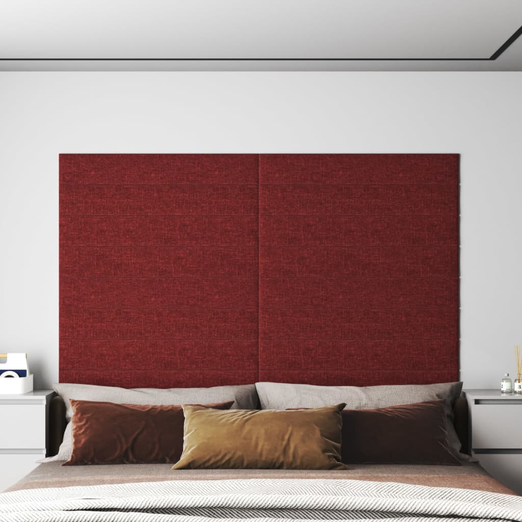 Wall panels 12 pcs. Wine red 90x15 cm fabric 1.62 m²