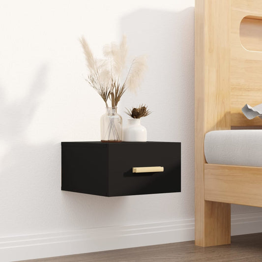 Wall bedside table black 35x35x20 cm