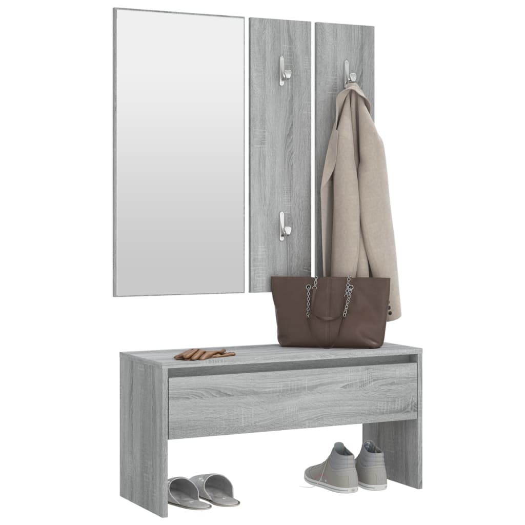 Ensemble de meubles d'entrée en bois Sonoma gris