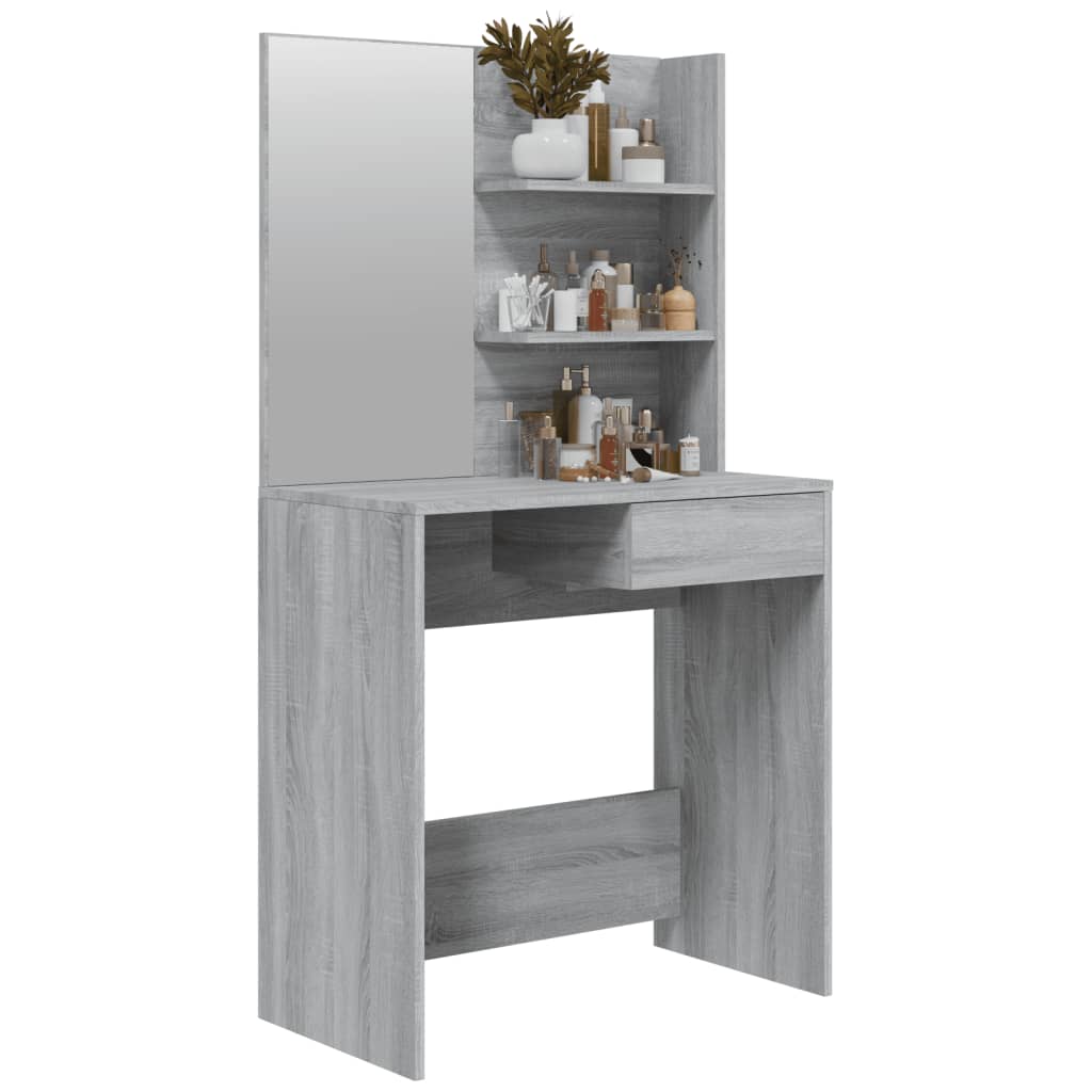 Dressing table with mirror Gray Sonoma 74.5x40x141 cm